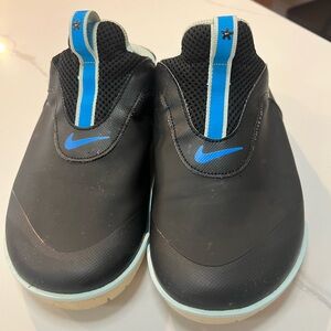 Nike Healthcare Sneakers- Black Slip-On Shoes with Blue Highlights